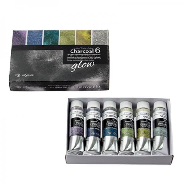 伊研×クサカベ透明水彩絵具 10ml チャコールグロウ　6色セット