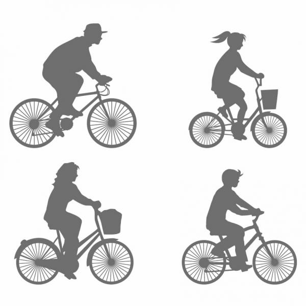 シルエット人形自転車4種
