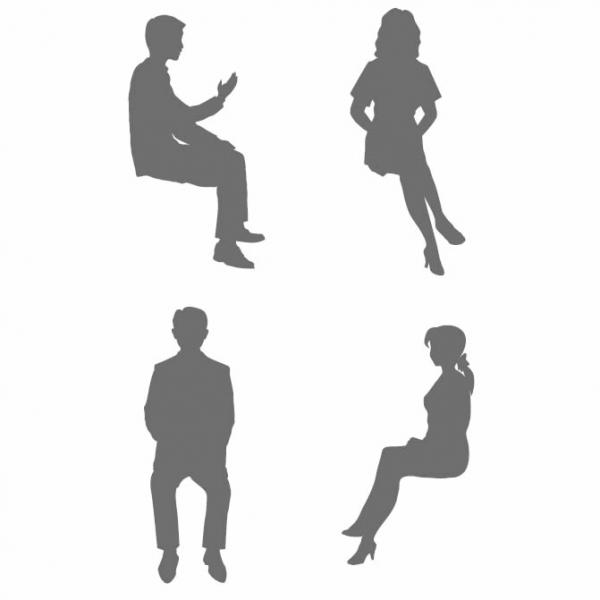 シルエット人形 腰掛4種
