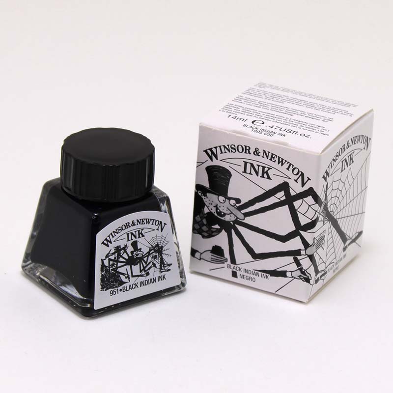 ウィンザー&ニュートン ドローイングインク ブラックインディアンインク (14ml)