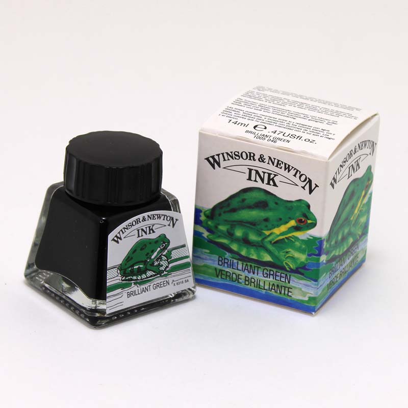 ウィンザー&ニュートン ドローイングインク ブリリアントグリーン (14ml)