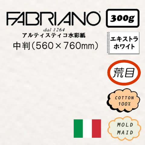 ファブリアーノ アルティスティコ エキストラホワイト 荒目<300g>【中判】