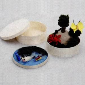 白木のふた付容器丸