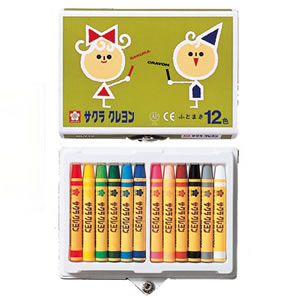 【お取寄】クレヨンふとまき12色(ボタン付ケース)