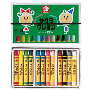 クレヨン太巻12色(ゴムヒモ付)