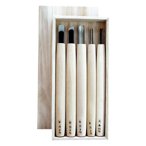 【お取り寄せ品】SN-桐箱入彫刻刀 5本組