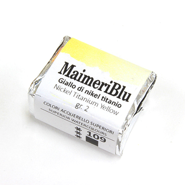 マイメリブルー固形水彩絵具 109ニッケルチタニウムイエロー G2(ハーフパン)