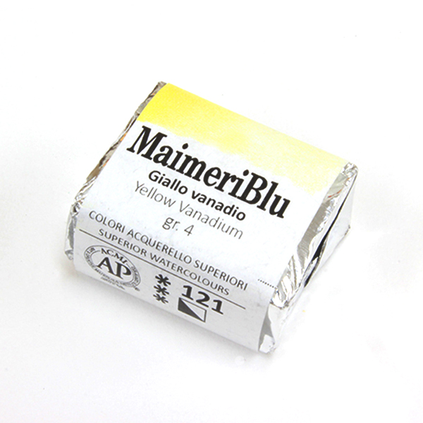 マイメリブルー固形水彩絵具 121イエローバナジウム G4(ハーフパン)