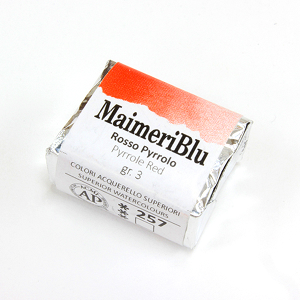マイメリブルー固形水彩絵具 257ピロールレッド G3(ハーフパン)