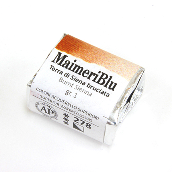 マイメリブルー固形水彩絵具 278バーントシエナ G1(ハーフパン)