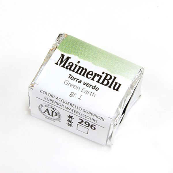 マイメリブルー固形水彩絵具 296グリーンアース G1(ハーフパン)