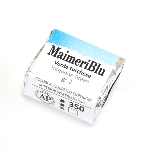 マイメリブルー固形水彩絵具 350ターコイズグリーン G2(ハーフパン)