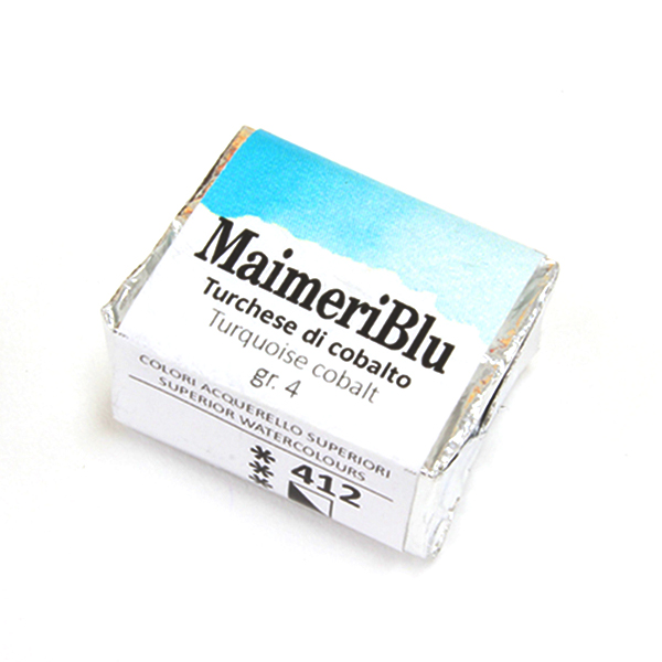 マイメリブルー固形水彩絵具 412ターコイズコバルト G4(ハーフパン)