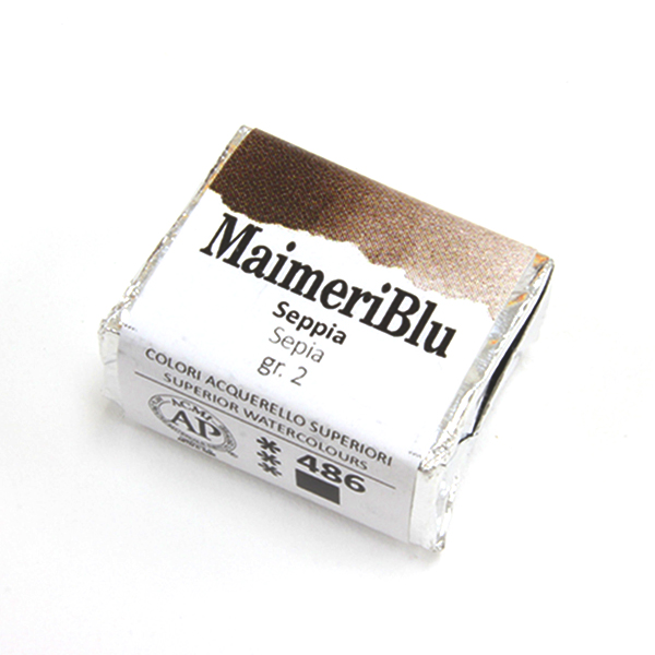 マイメリブルー固形水彩絵具 486セピア G2(ハーフパン)