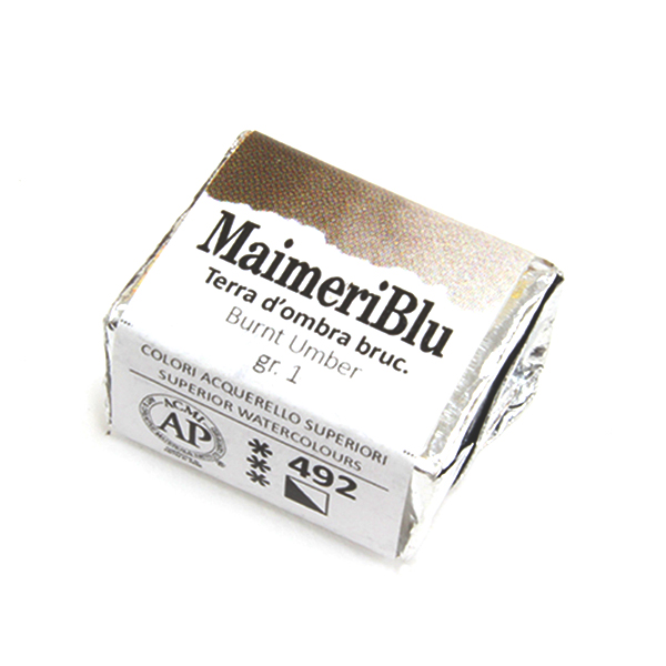 マイメリブルー固形水彩絵具 492バーントアンバー G1(ハーフパン)