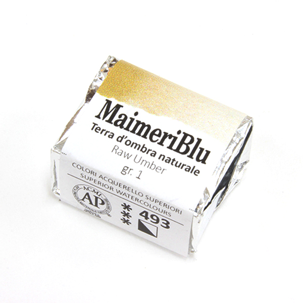 マイメリブルー固形水彩絵具 493ローアンバー G1(ハーフパン)
