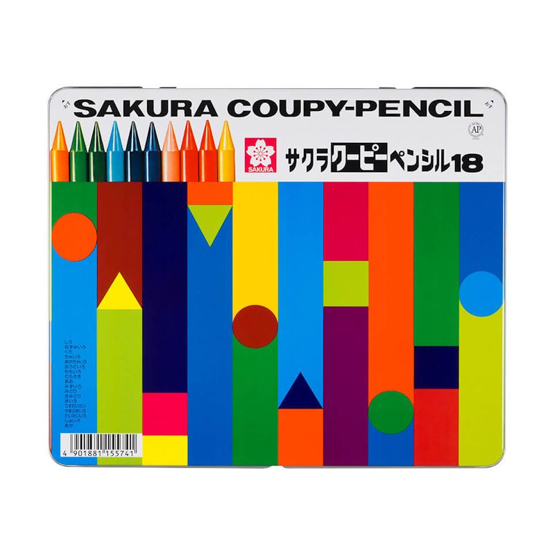 サクラクレパス クーピーペンシル 18色セット (缶入り)