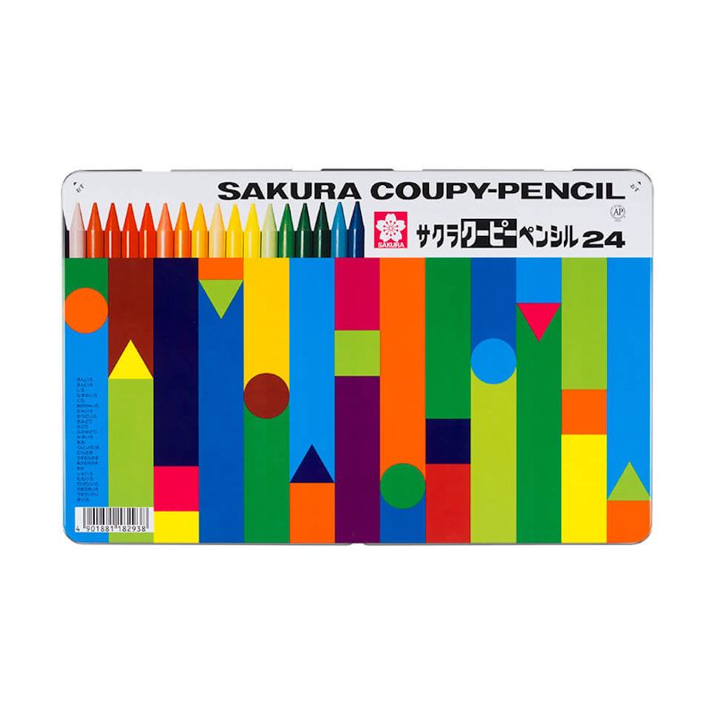サクラクレパス クーピーペンシル 24色セット (缶入り)