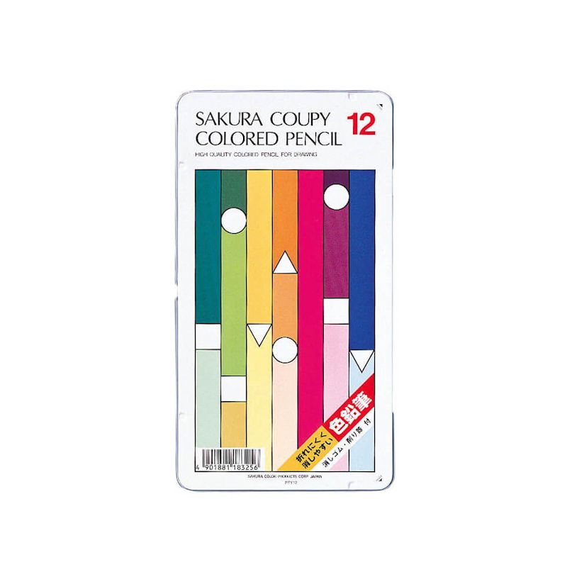 サクラクレパス クーピー色鉛筆 12色(缶入り)