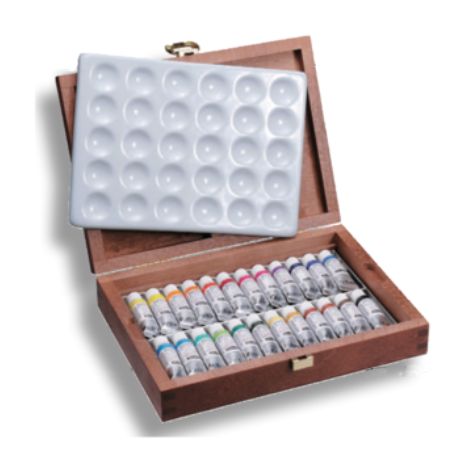 シュミンケホラダム水彩絵具 チューブ24色 陶製パレット付・木箱入り