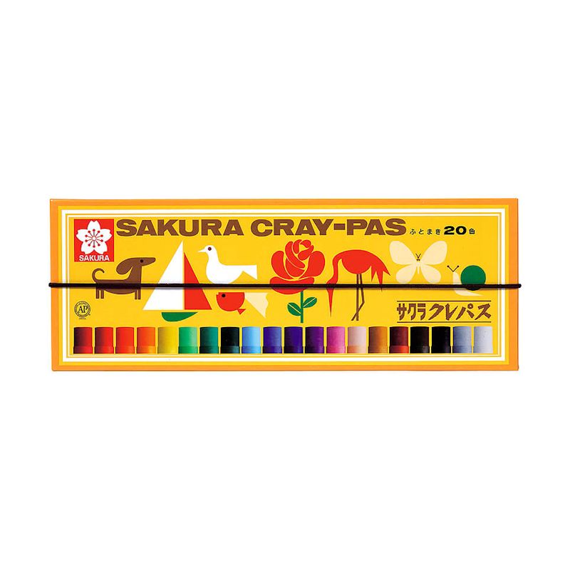 サクラクレパス クレパス太巻 20色 (ゴムヒモ付)