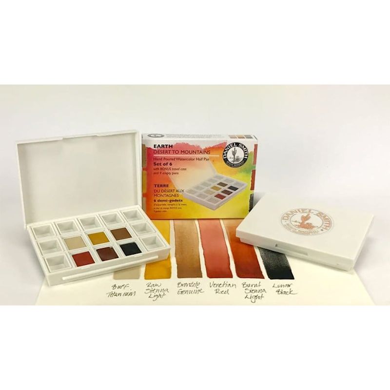 【お取寄品】ダニエルスミス固形水彩絵具 6色アースセット(ハーフパン)