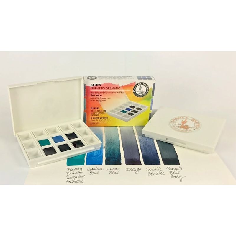 【お取寄品】ダニエルスミス固形水彩絵具 6色ブルースセット(ハーフパン)