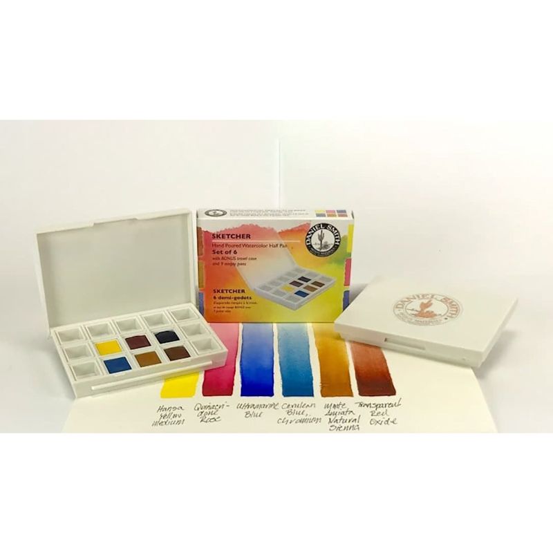 【お取寄品】ダニエルスミス固形水彩絵具 6色スケッチャーセット(ハーフパン)