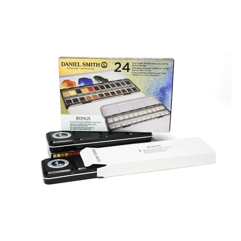 【お取寄品】ダニエルスミス固形水彩絵具 24色セット(ハーフパン)