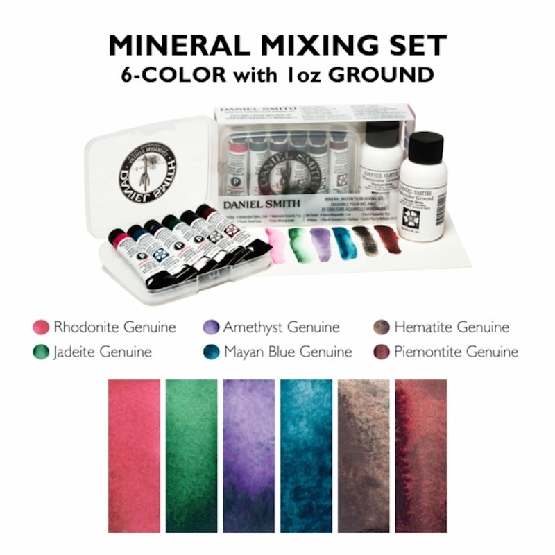 【お取寄品】ダニエルスミス透明水彩絵具 6色ミネラルミックスセット グラウンド付(5ml)