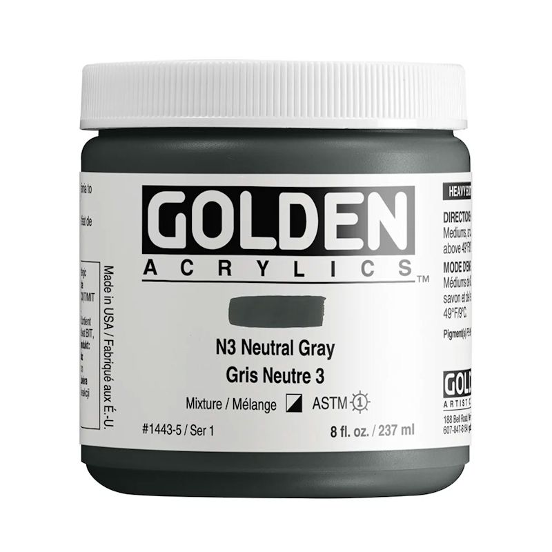 GOLDEN アクリリックヘビーボディ 237ml 1443 ニュートラルグレイN3