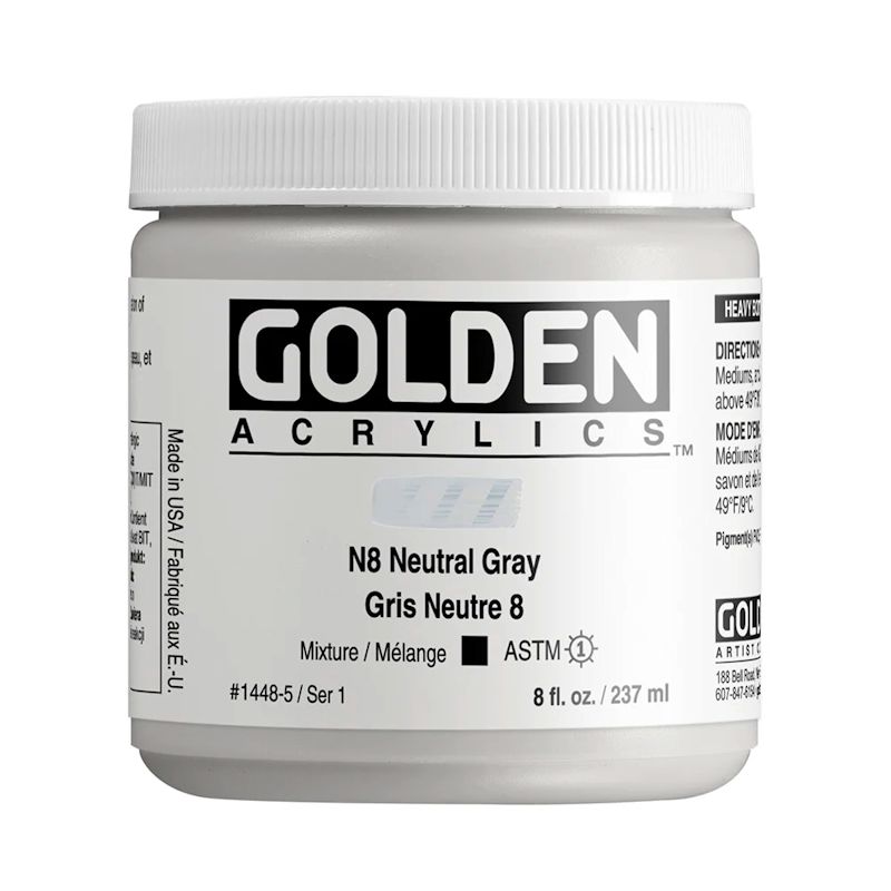 GOLDEN アクリリックヘビーボディ 237ml 1448 ニュートラルグレイN8