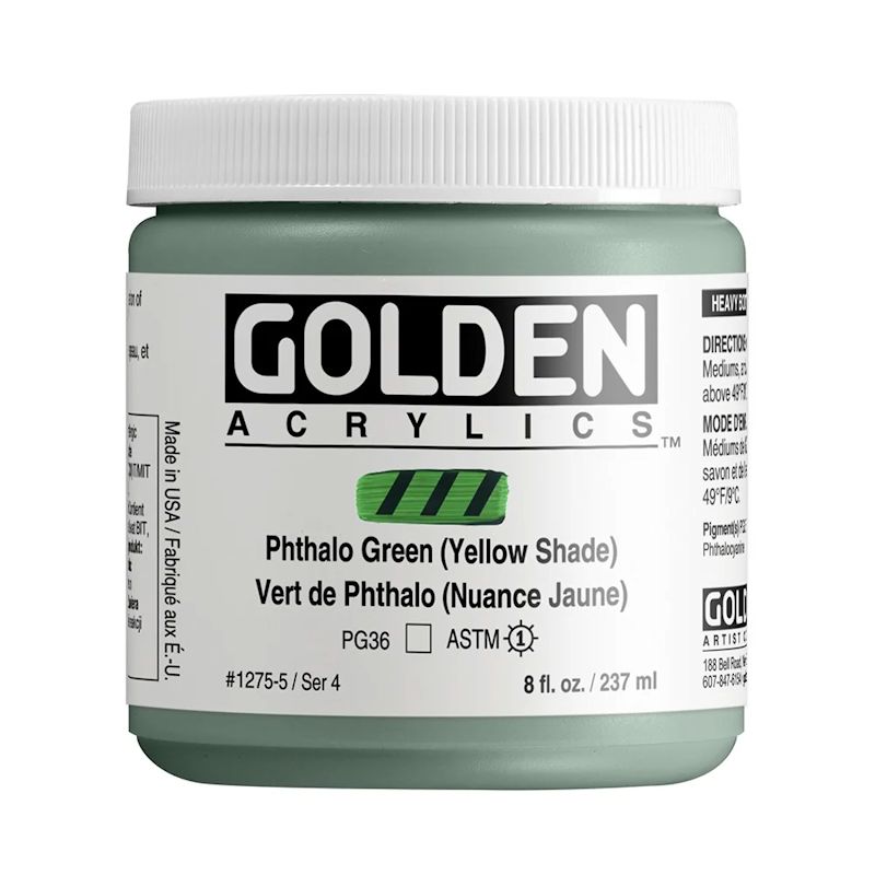 GOLDEN アクリリックヘビーボディ 237ml 1275 フタログリーンイエローシェード