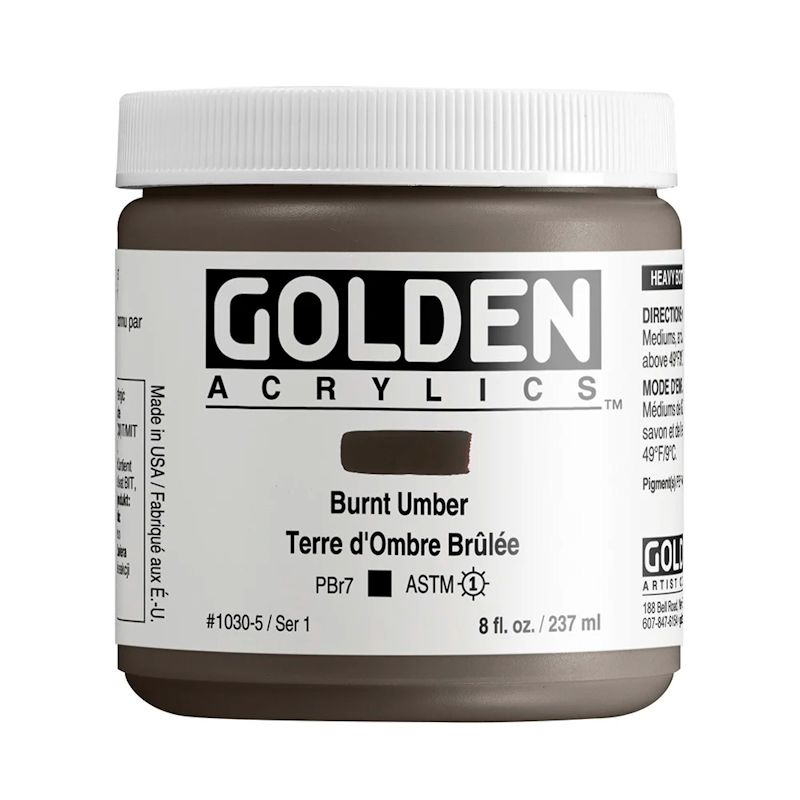 GOLDEN アクリリックヘビーボディ 237ml 1030 バーントアンバー