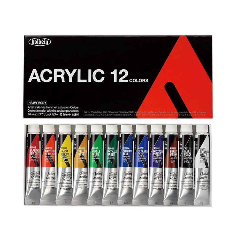 ホルベイン アクリリックカラー 12色セット AU991 (6号,20ml)
