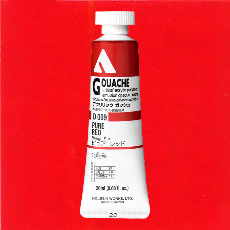 ホルベイン アクリリックガッシュ D009 ピュアレッド (6号,20ml)