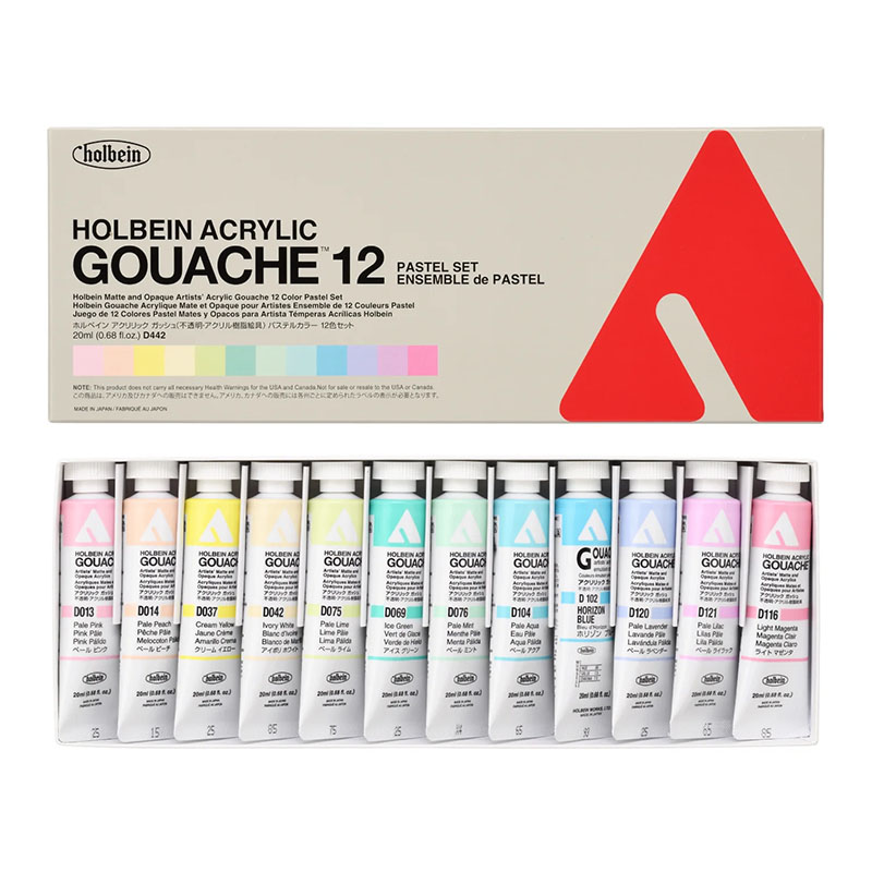 アクリリック ガッシュ パステルカラー 12色セット D442 (6号,20ml)
