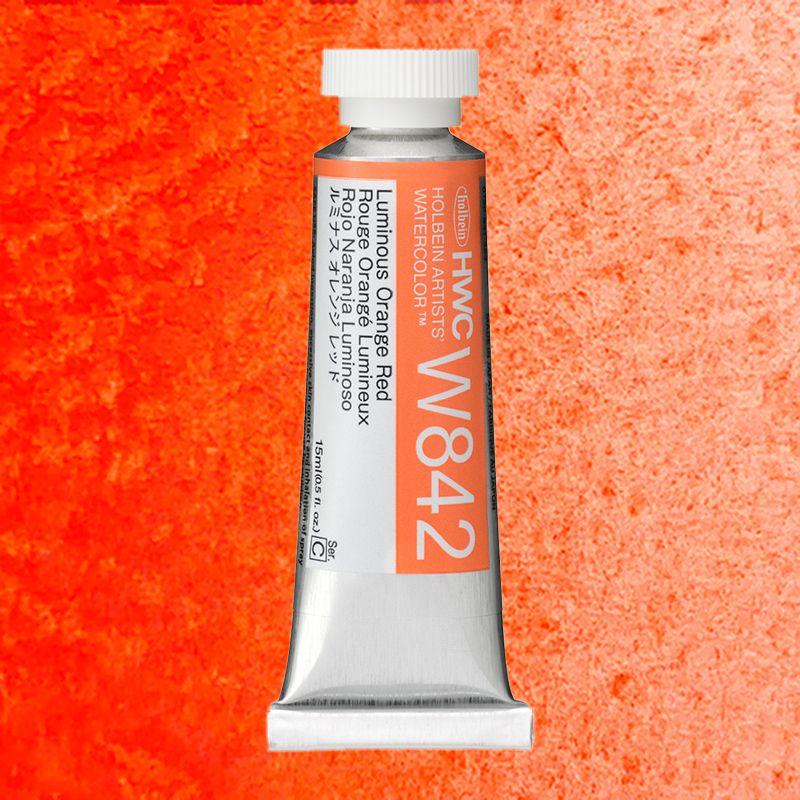 ホルベイン透明水彩 ルミナスカラーズ 15ml  W842 ルミナスオレンジレッド