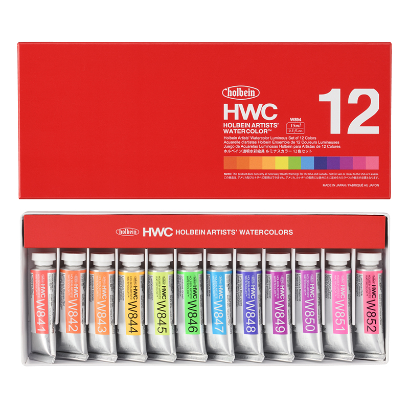 ホルベイン透明水彩 ルミナスカラーズ  【 15ml 】  W894 12色セット