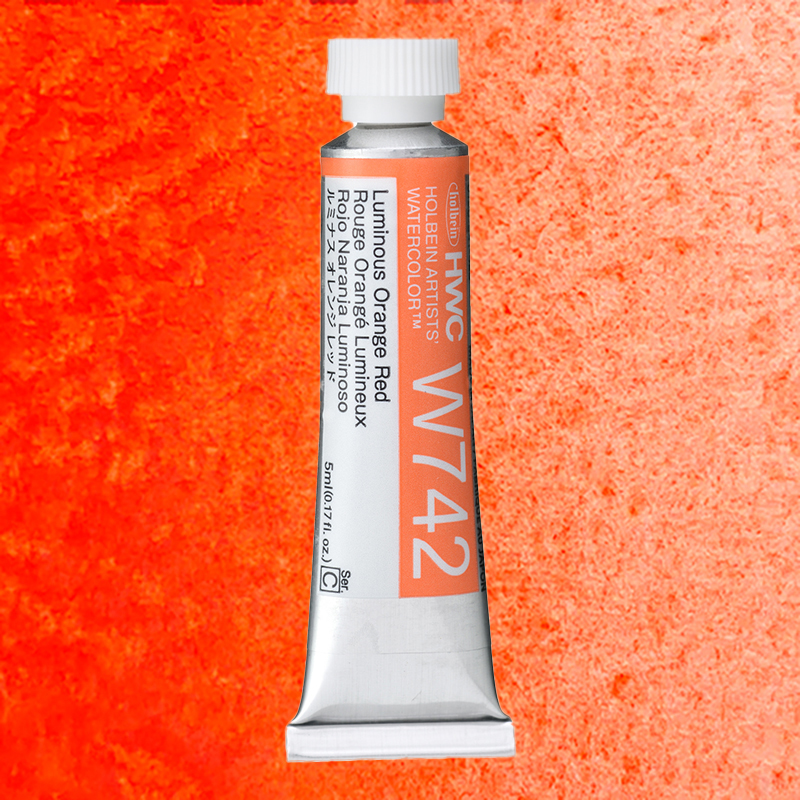 ホルベイン透明水彩 ルミナスカラーズ 5ml  W742 ルミナスオレンジレッド
