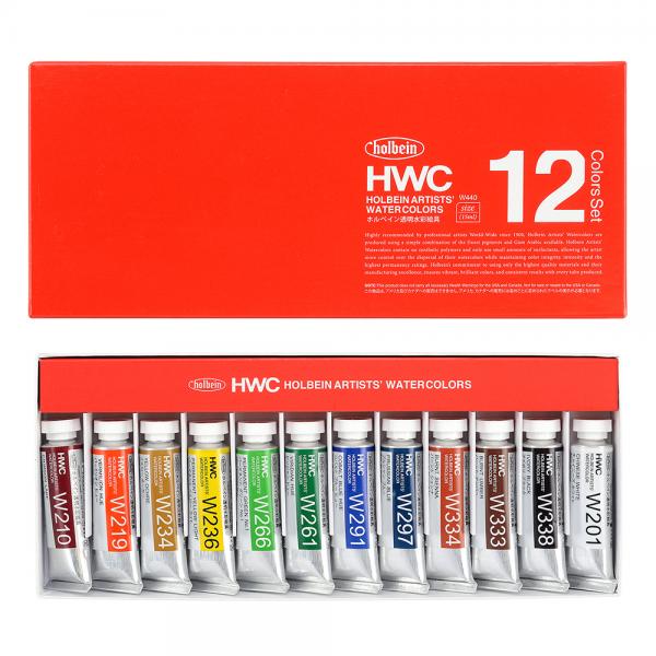 ホルベイン透明水彩絵具5号チューブ 12色セットW440