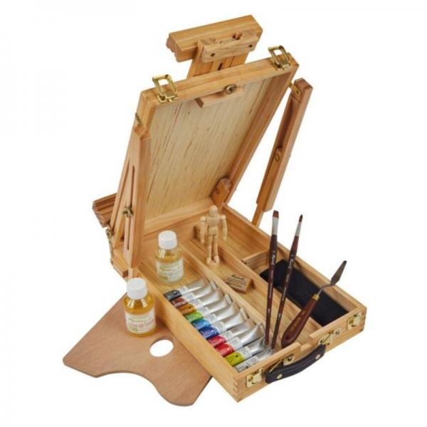 【予約受付中:後払い不可】セヌリエ油絵具21ml×10色 ウッドイーゼルボックスセット