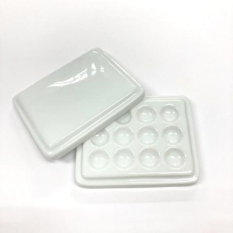 【メーカー在庫限り】 陶器 白磁12穴皿(フタ付)
