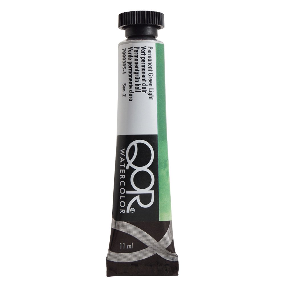 QoR コア透明水彩絵具11ml 385 パーマネントグリーン ライト