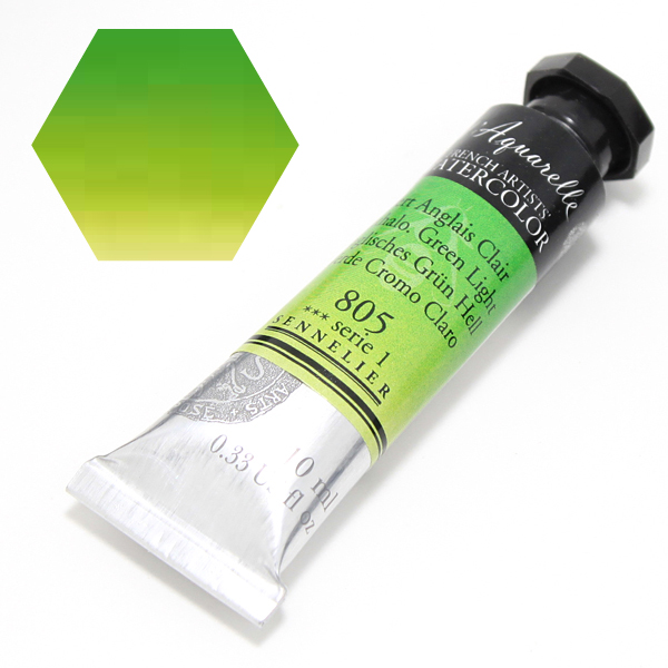 セヌリエ水彩絵具 805 フタログリーンライト (10ml)