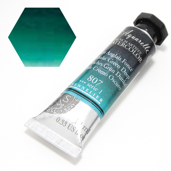 セヌリエ水彩絵具 807 フタログリーンディープ (10ml)