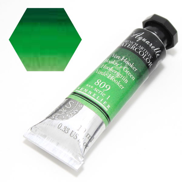 セヌリエ水彩絵具 809 フーカスグリーン (10ml)